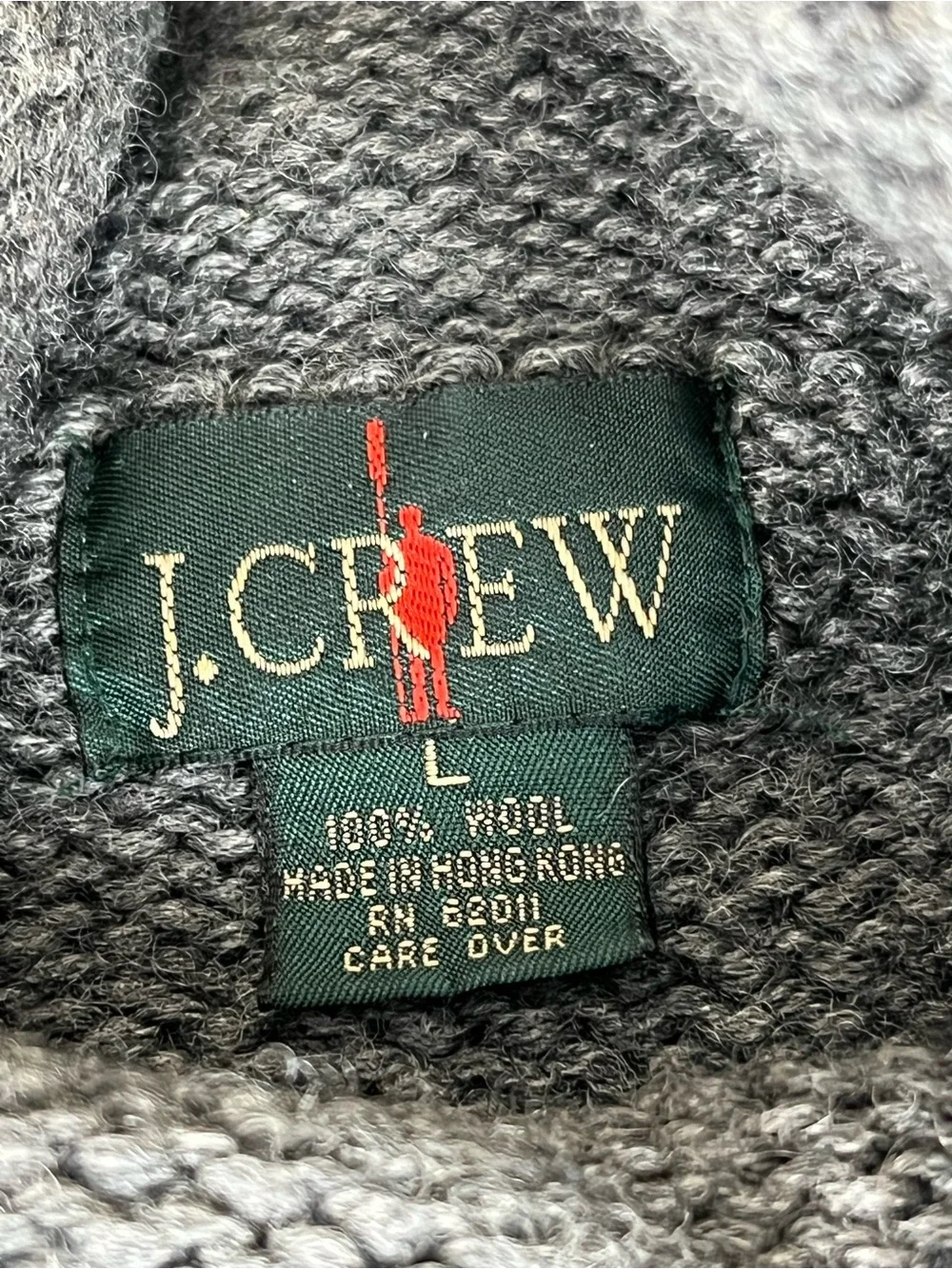 Vintage J Crew Oarsman roll neck wool sweater Heather grey large